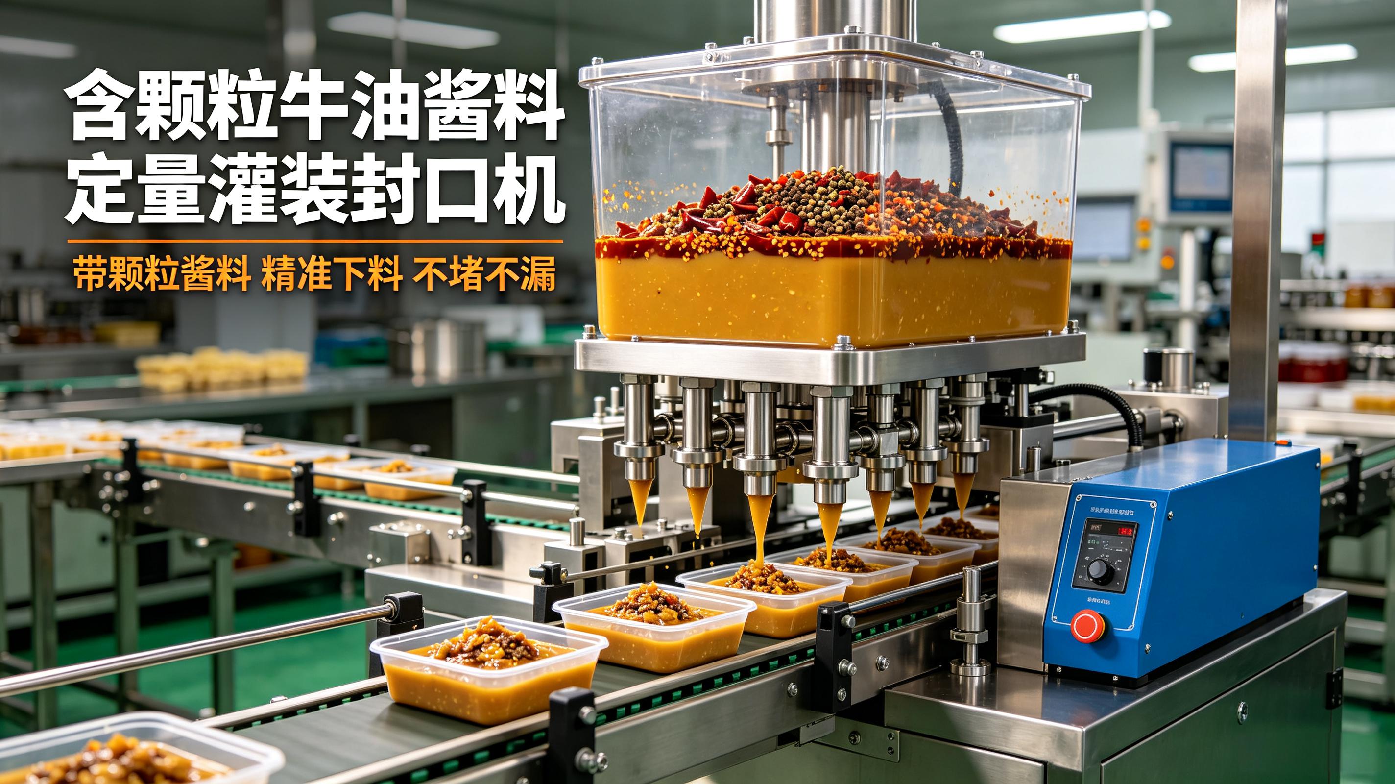 含颗粒牛油酱料定量灌装封口机