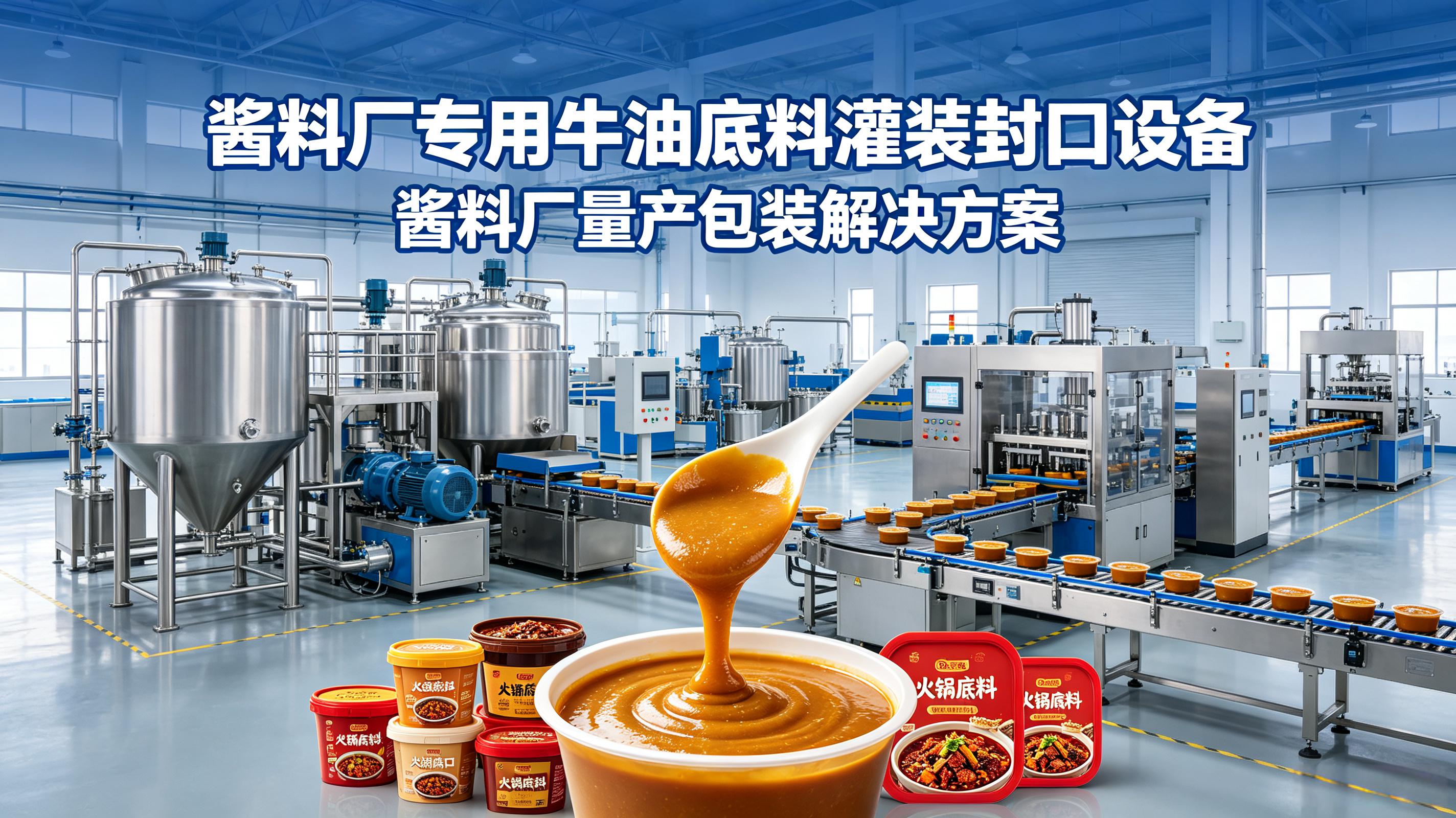牛油块状酱料灌装封口设备落地案例，火锅底料厂实拍方案