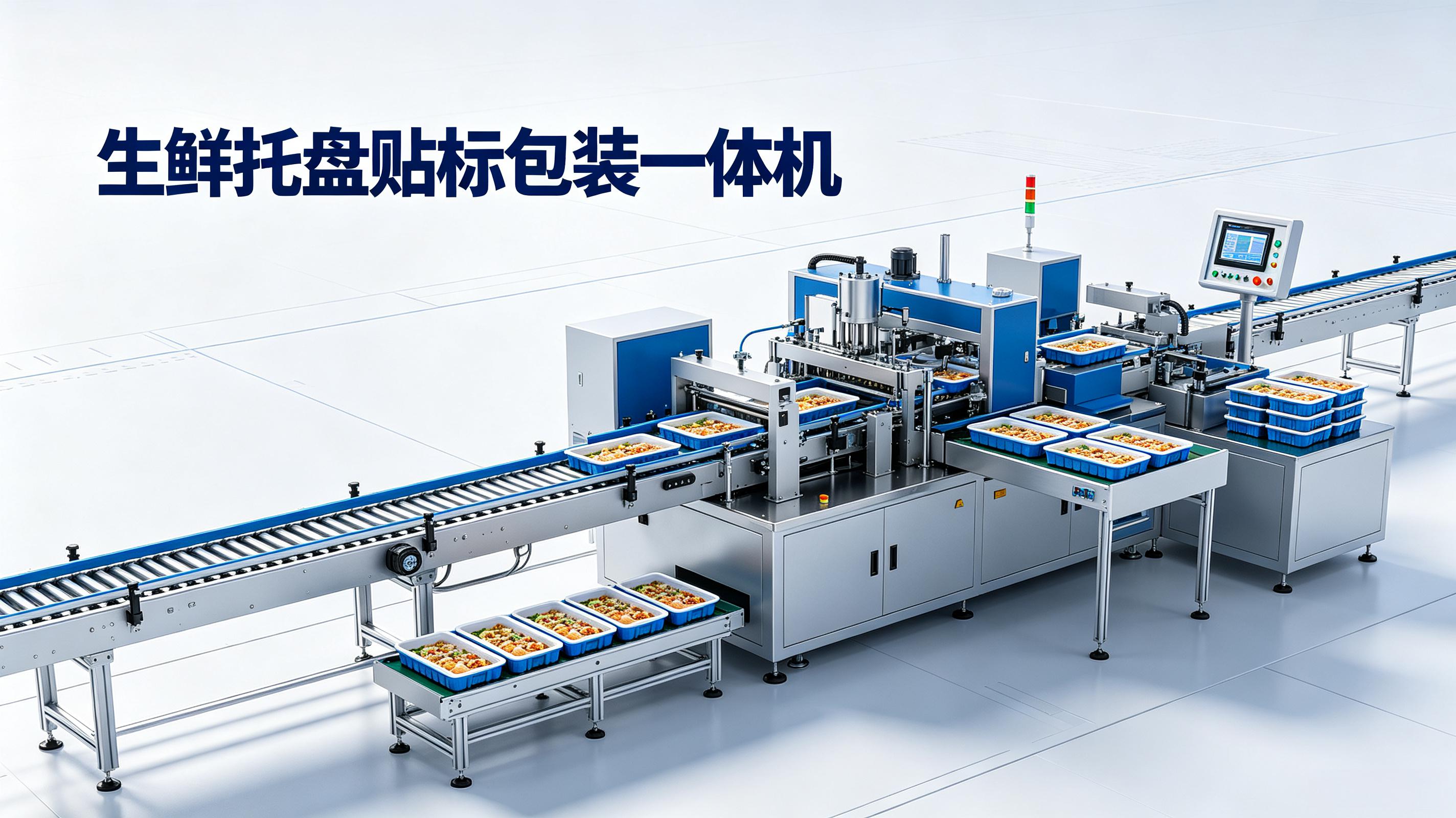 生鲜托盘贴标包装一体机：灌装、封口、贴标全流程自动化解决方案
