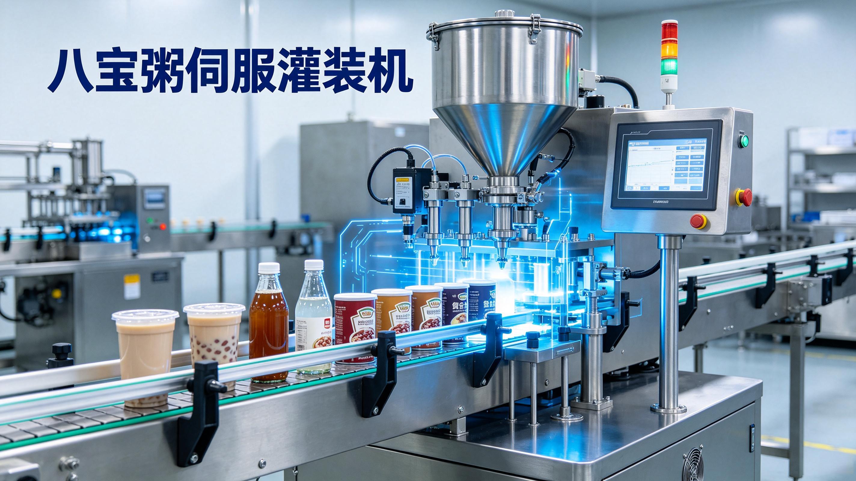 八宝粥伺服灌装机——固液同步灌装，粥料均匀不沉底