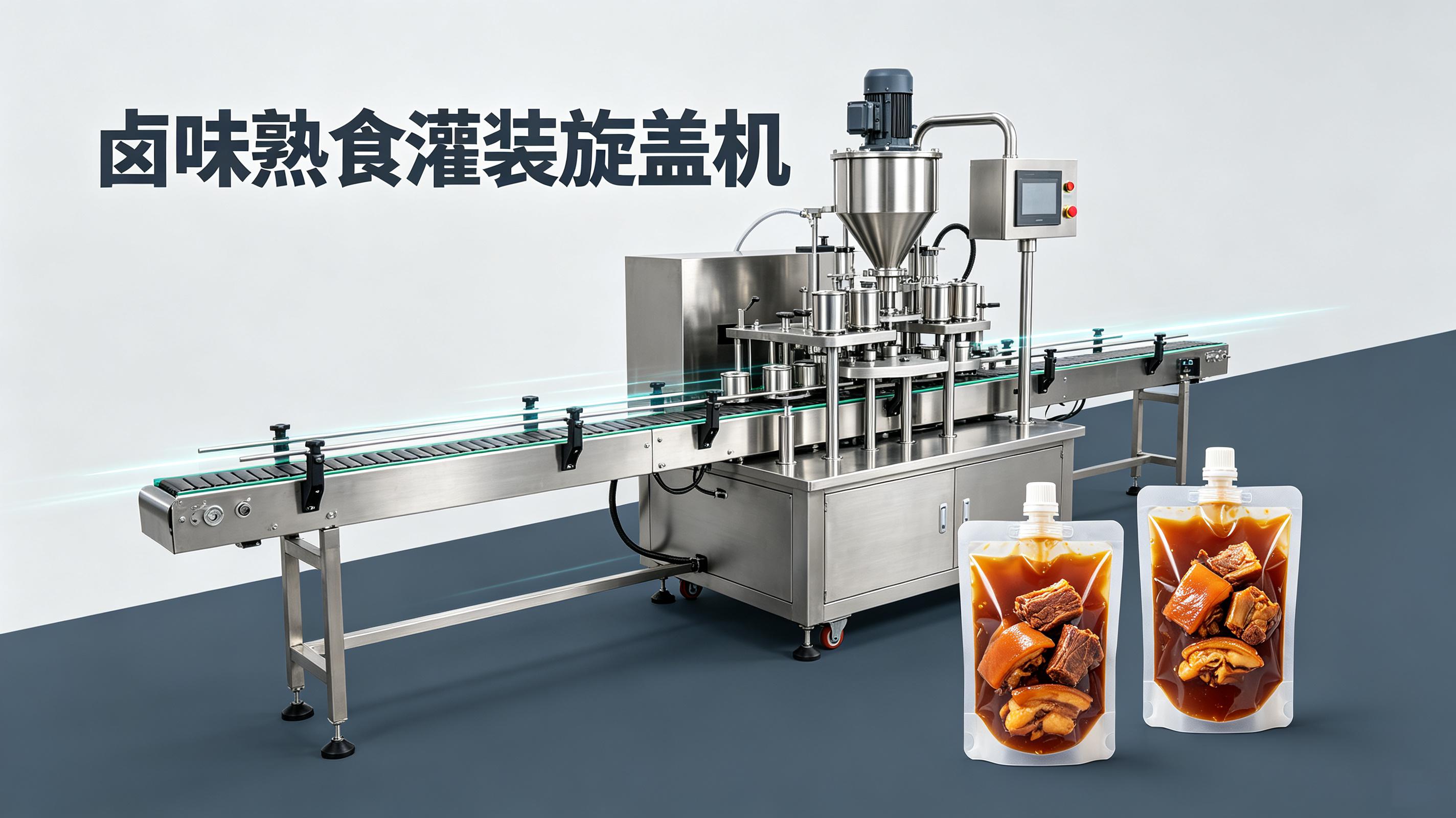 卤味熟食工厂灌装旋盖机选型：含油物料灌装精度怎么保