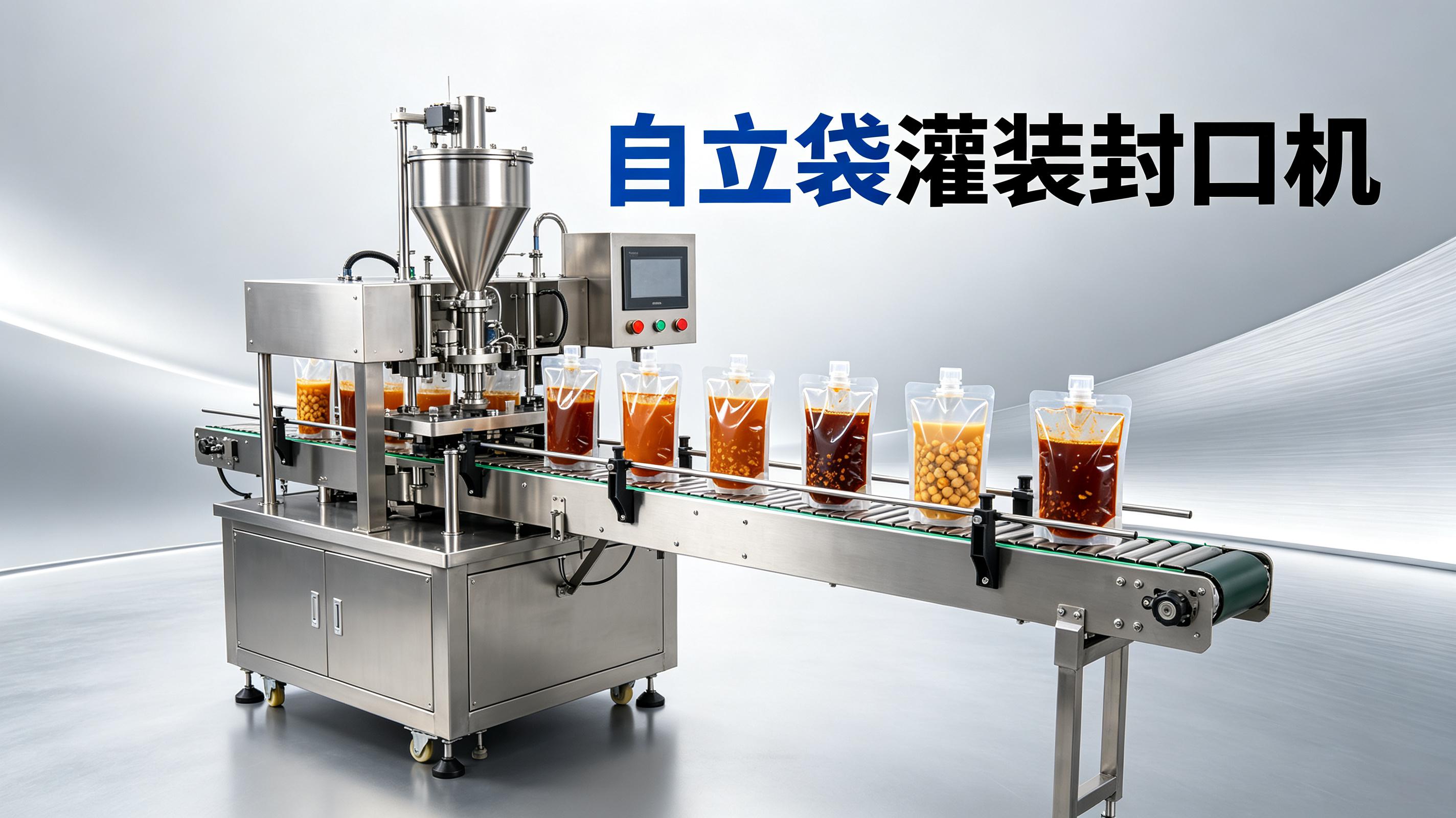 中央工厂卤味熟食分装，自立袋灌装封口机怎么解决封口夹料