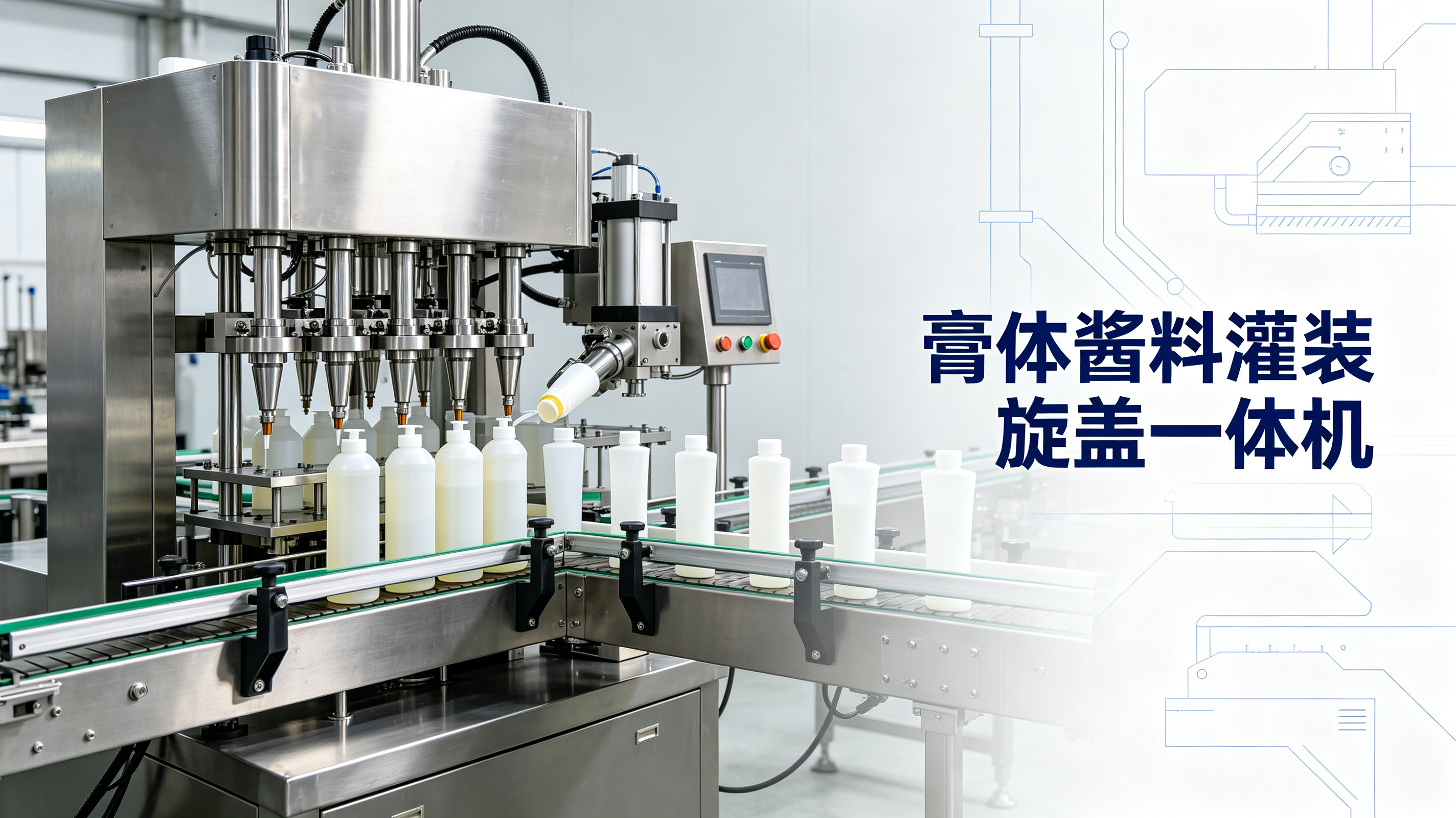 膏体酱料灌装旋盖一体机源头工厂：含颗粒物料怎么灌不堵
